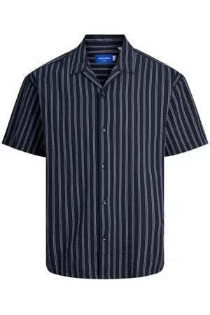 JACK & JONES Chemise Avec Manches Courtes Et Col Cubain Marine - Marine