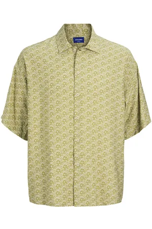 JACK & JONES Chemise Avec Manches Courtes Et Col Français Tilleul - Tilleul