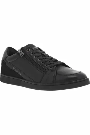 Redskins Sneakers En Cuir Noires Et à Lacets Plats Et Zip - Noires