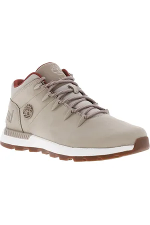 Timberland Bottines En Cuir Greiges Et à Lacets Ronds - Beige