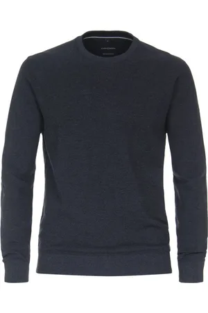 Casa Moda Pull Coton Mélangé Avec Manches Longues Et Col Rond Marine Chiné - Marine
