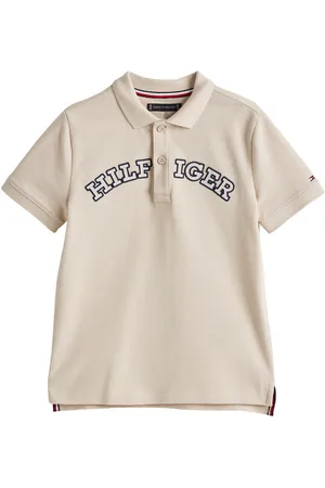 Tommy Hilfiger Polo Junior Garçon Coton Régénératif Avec Manches Courtes Et Col Polo Beige - Beige