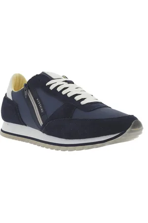 Redskins Baskets Ilias En Cuir Marine Et Textile Bleu - Bleu