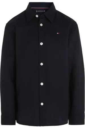 Tommy Hilfiger Chemise Junior Garçon Coton Régénératif Avec Manches Longues Et Col Français Marine - Marine