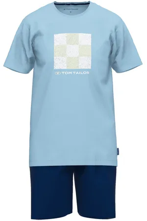 TOM TAILOR Pyjama Court En Coton Bleu Ciel Uni à Coupe Droite Et Col Rond - Bleu