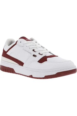 Tommy Hilfiger Baskets Basses En Cuir Bordeaux Et Blanc - Bordeaux Et Blanc