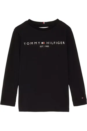 Tommy Hilfiger T-shirt Junior Garçon Coton Avec Manches Longues Et Col Rond Noir - Noir