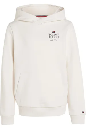 Tommy Hilfiger Sweat Junior Garçon Coton Biologique Avec Manches Longues Et Col à Capuche écru - écru