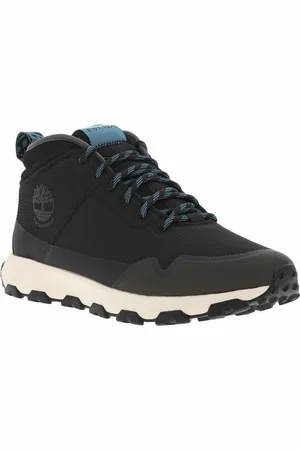 Timberland Bottines Noires à Semelle Plate Et à Lacets Ronds Tressés Noirs Et Bleus - Noires