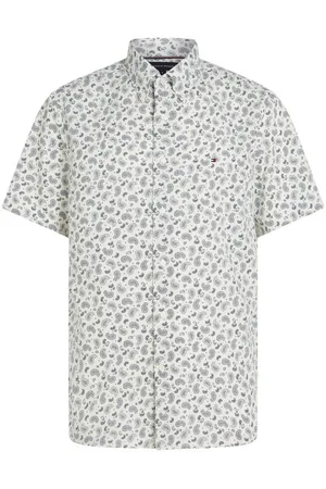 Tommy Hilfiger Chemise Coton Mélangé Avec Manches Courtes Et Col Français écru - écru