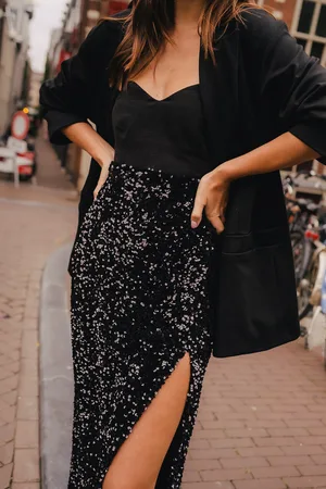 Saaj Jupe léana sequin noir