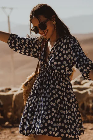 Saaj Robe margaux marguerite bleu