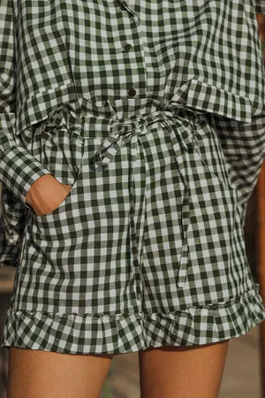 Saaj Short thao vichy vert