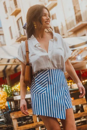 Saaj Jupe short miley stripes blue