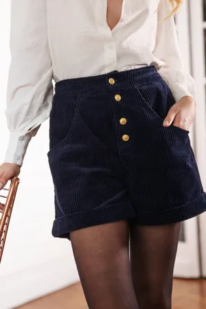 Saaj Short gabin velours marine