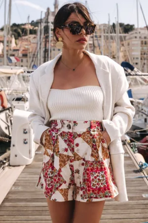 Saaj Short sao imprime patchwork fleuris