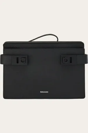 Salvatore Ferragamo Hommes Pochette avec boucles Gancini Noir