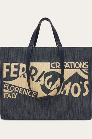 Salvatore Ferragamo Femmes Sac cabas avec logo (XL) Bleu