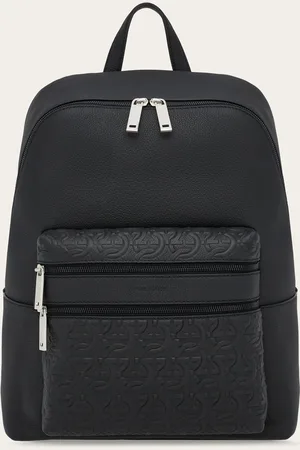 Salvatore Ferragamo Hommes Sac à dos avec gaufrage Gancini Noir