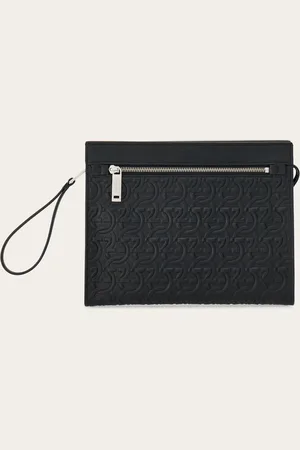 Salvatore Ferragamo Hommes Pochette avec gaufrage Gancini Noir