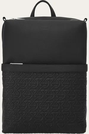 Salvatore Ferragamo Hommes Sac à dos avec gaufrage Gancini Noir