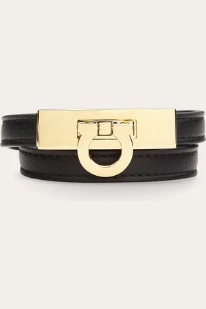 Salvatore Ferragamo Femmes Bracelet double tour Gancini- Taille 15 Noir