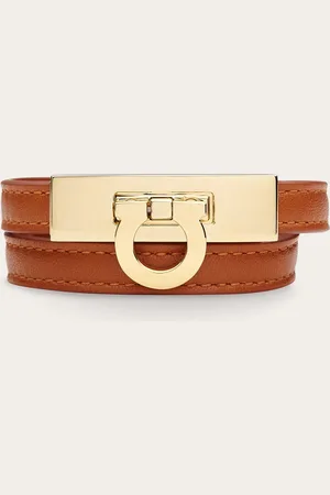 Salvatore Ferragamo Femmes Bracelet double tour Gancini- Taille 15 Brun