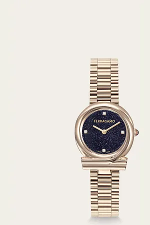 Salvatore Ferragamo Femmes Montre Gancini Twisted Bleu