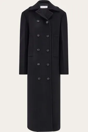 Salvatore Ferragamo Femmes Manteau long en mélange de cachemire double Noir