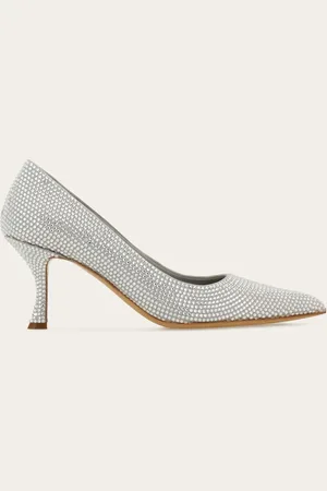 Salvatore Ferragamo Femmes Escarpin décolleté avec cristaux Gris Taille 36