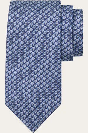 Salvatore Ferragamo Hommes Cravate en soie imprimé Tennis Bleu