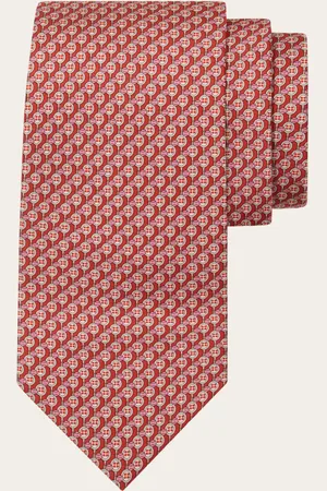 Salvatore Ferragamo Hommes Cravate en soie imprimé Tennis Rouge