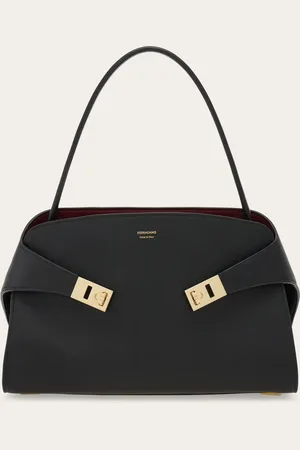 Salvatore Ferragamo Femmes Sac porté épaule Hug Soft bicolore (M) Noir