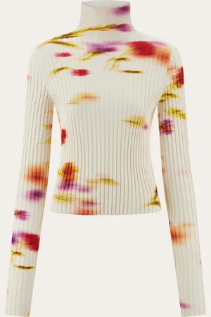 Salvatore Ferragamo Femmes Pull col roulé imprimé Blossom Multicolore