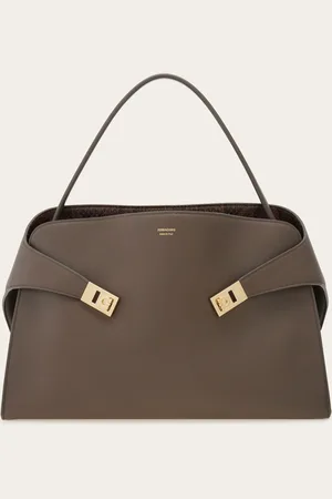 Salvatore Ferragamo Femmes Sac porté épaule Hug Soft bicolore (L) Gris