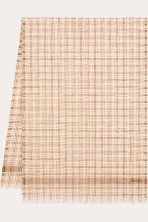 Salvatore Ferragamo Hommes Étole tartan en lin Multicolore