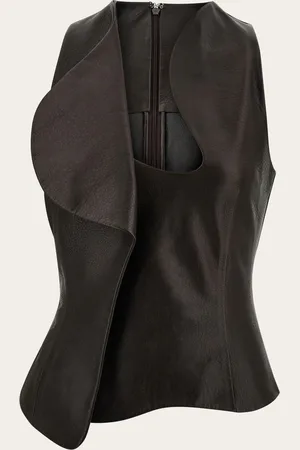 Salvatore Ferragamo Femmes Gilet en cuir Brun