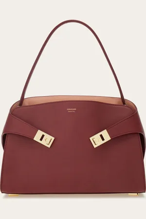 Salvatore Ferragamo Femmes Sac porté épaule Hug Soft bicolore (M) Rouge