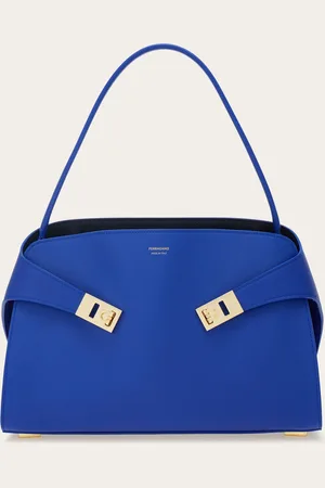 Salvatore Ferragamo Femmes Sac porté épaule Hug Soft bicolore (M) Bleu