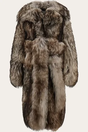 Salvatore Ferragamo Femmes Manteau en cuir et shearling Noir