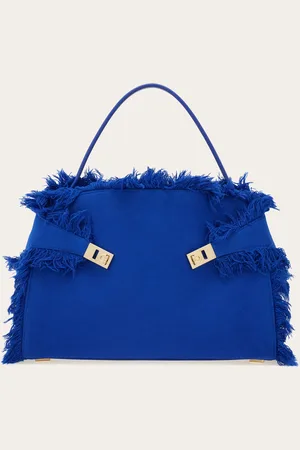 Salvatore Ferragamo Femmes Sac porté épaule Hug Soft avec franges (L) Bleu