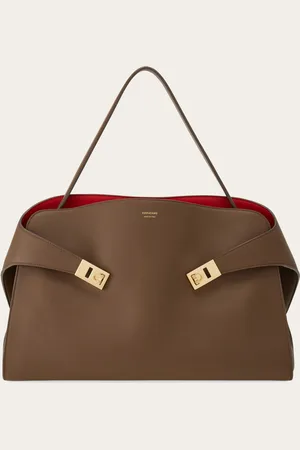 Salvatore Ferragamo Femmes Sac porté épaule Hug Soft bicolore (L) Brun