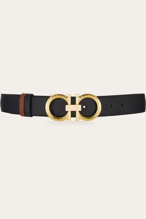 Salvatore Ferragamo Femmes Ceinture réversible et réglable avec Gancini martelé Noir
