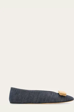Salvatore Ferragamo Femmes Ballerine nœud Vara Bleu Taille 35.5