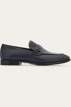 Salvatore Ferragamo Hommes Mocassin avec ornement Gancini Bleu Taille 40