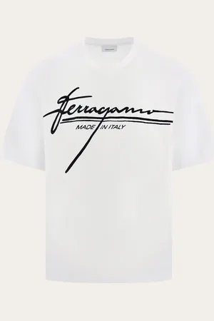 Salvatore Ferragamo Hommes T-shirt avec signature Blanc