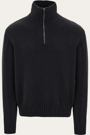 Salvatore Ferragamo Hommes Tricot en cachemire avec zip Gris