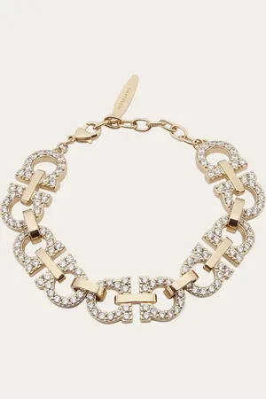 Salvatore Ferragamo Femmes Bracelet Gancini avec cristaux Or