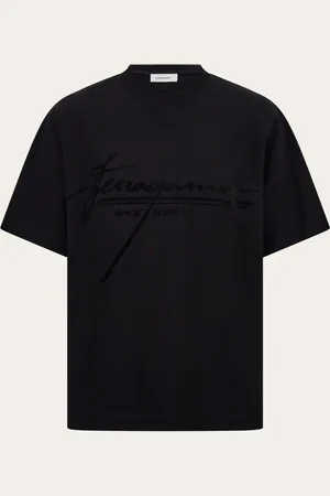 Salvatore Ferragamo Hommes T-shirt avec signature Noir