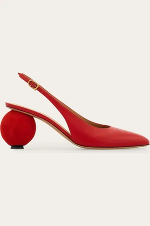 Salvatore Ferragamo Femmes Slingback talon boule Rouge Taille 37